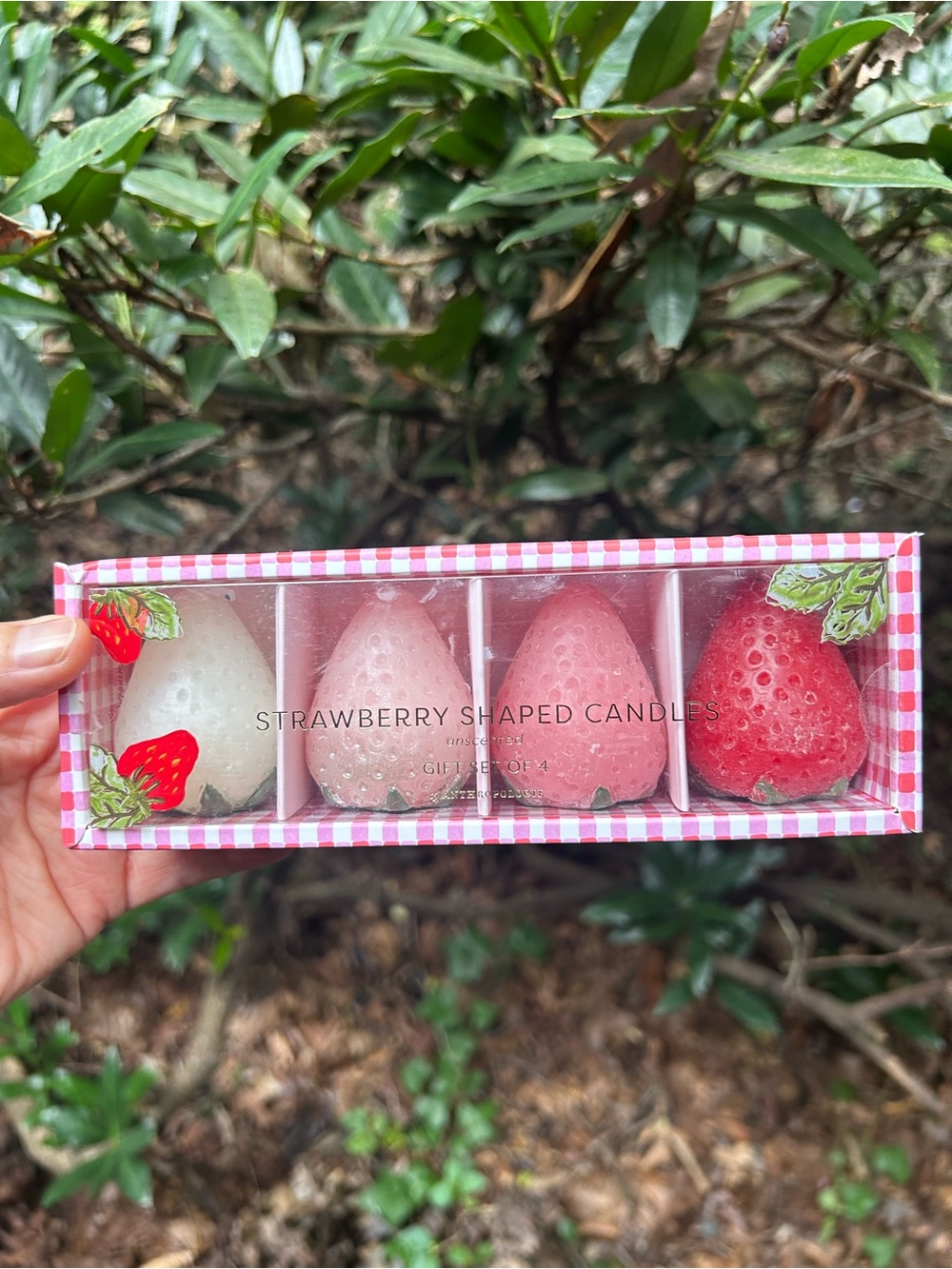 Anthropologie Pink & Red Strawberry Candle Set